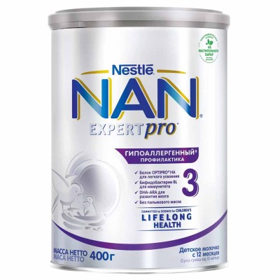 Смесь Nan 3 гипоаллергенный с 12мес 400гр пэт