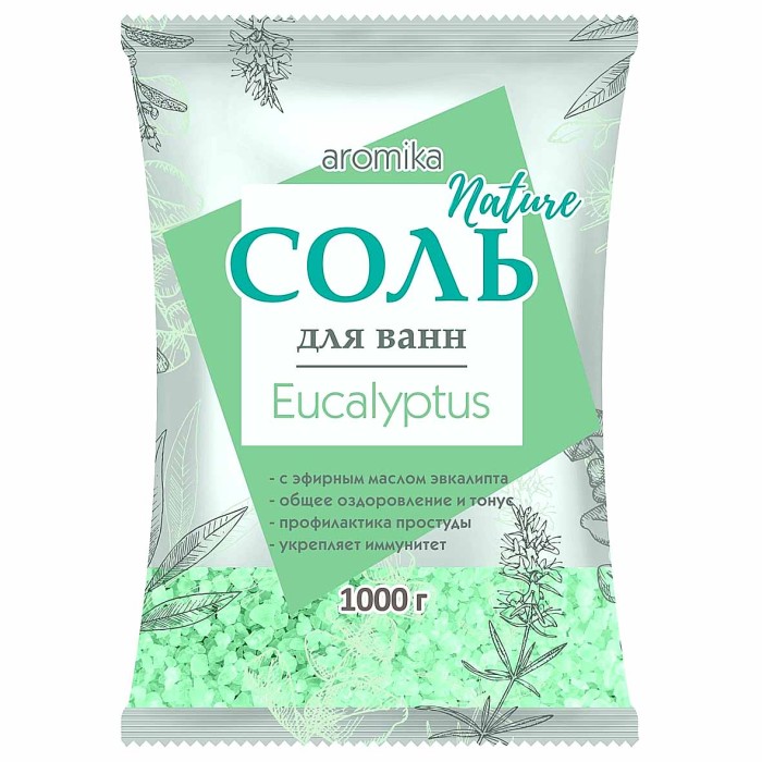 Соль для ванн Аромика Eucalyptus с эфирным маслом 1кг м/у