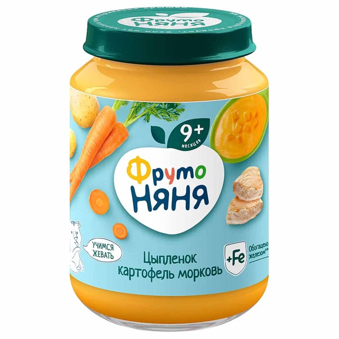 Пюре ФрутоНяня цыпленок-картофель-морковь 9+ 190гр ст/б