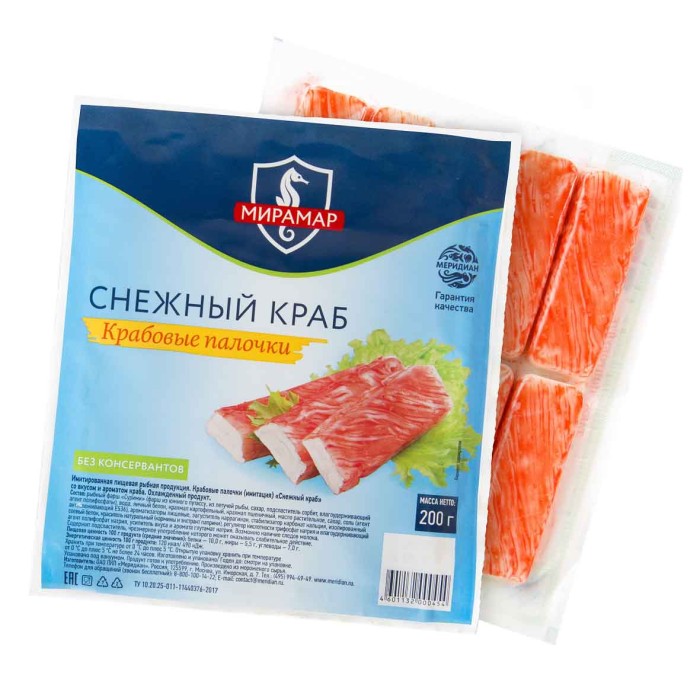 Палочки крабовые Мирамар Снежный краб 200гр м/у