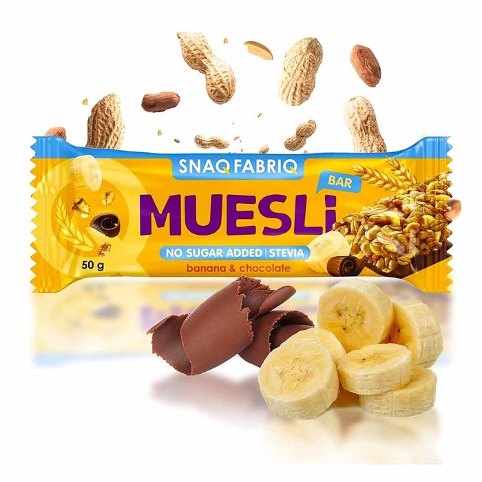 Батончик-мюсли Snaq Fabriq banana-chocolate с молочным шоколадом 50гр м/у