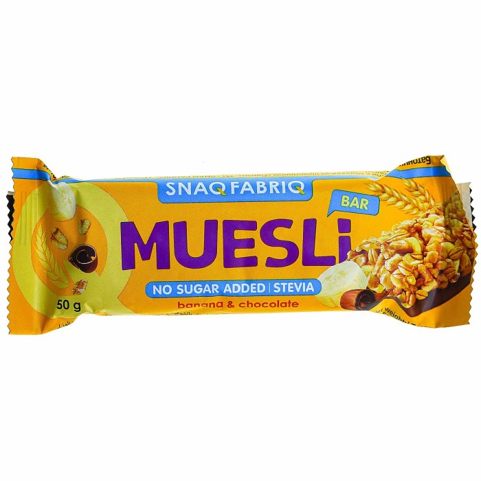 Батончик-мюсли Snaq Fabriq banana-chocolate с молочным шоколадом 50гр м/у
