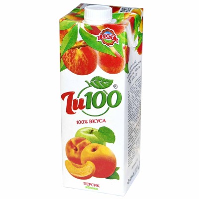 Нектар Zu100 персиково-яблочный с мякотью 1л т/п