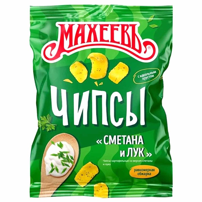 Чипсы Махеевъ со вкусом сметаны и лука 130гр м/у