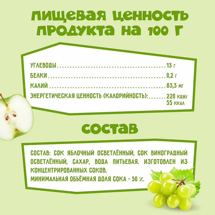 Нектар Фиксики яблоко-виноград с 6мес 200мл т/п