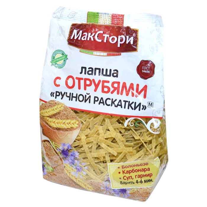 Лапша с отрубями МакСтори ручной раскатки 250гр м/у