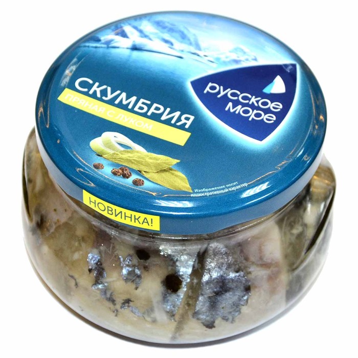 Скумбрия Русское Море филе-кусочки пряная с луком 280гр ст/б