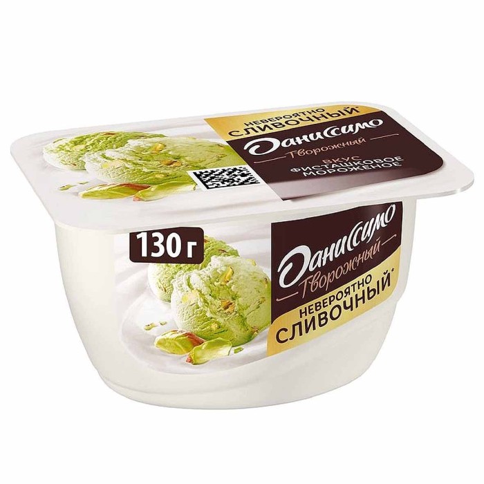Десерт творожный Даниссимо фисташковое мороженое 6,5% 130гр пэт