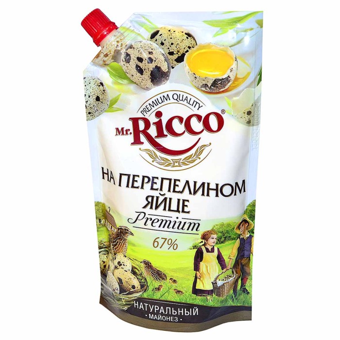 Майонез Mr.Ricco Premium на перепелином яйце 67% 400мл д/п