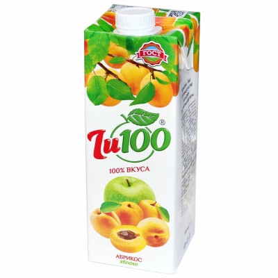 Нектар Zu100 абрикосово-яблочный с мякотью 1л т/п