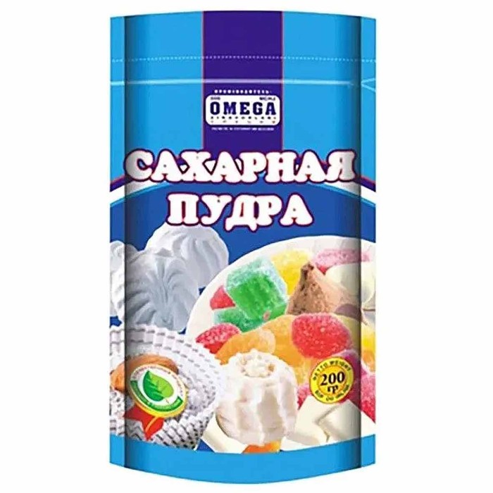 Пудра сахарная Омега 200гр д/п