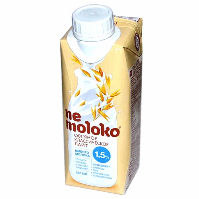 Напиток овсяный Nemoloko классический лайт обогащенный кальцием и витамином В2 0,25л т/п