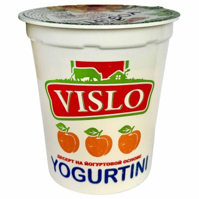 Йогурт Vislo Yogurtini со вкусом персика 12% 350гр стакан