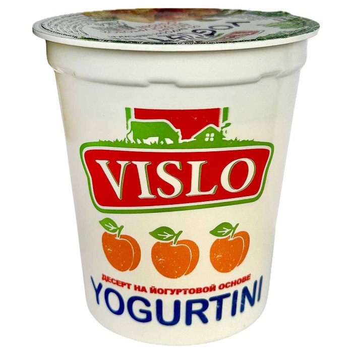 Йогурт Vislo Yogurtini со вкусом персика 12% 350гр стакан