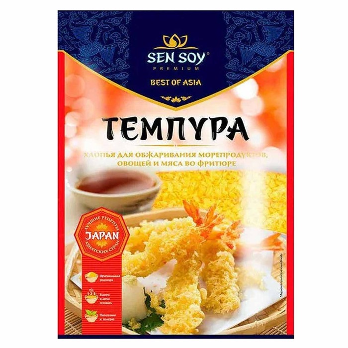 Хлопья панировочные Sen Soy Темпура для морепродуктов мяса и овощей 100гр м/у