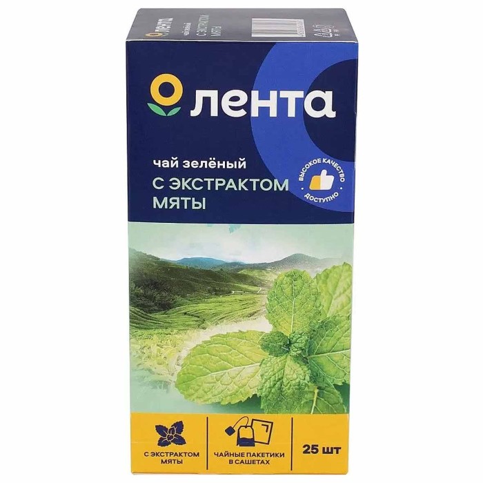 Чай зелёный Лента с экстрактом мяты 25*1,8гр к/у