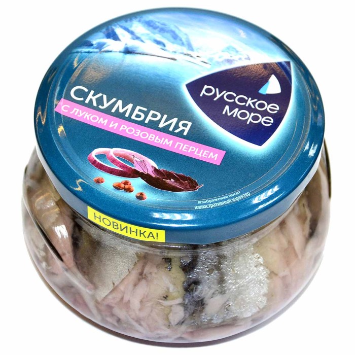 Скумбрия Русское Море филе-кусочки с луком и розовым перцем 280гр ст/б