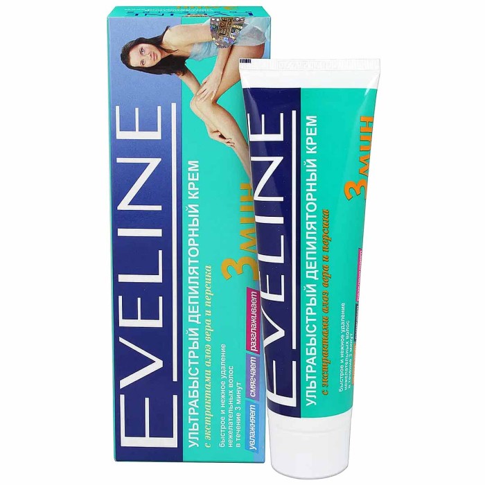 Крем для депиляции Eveline Ультра быстрый 3 мин экстракт алоэ-вера и персика 100мл к/у