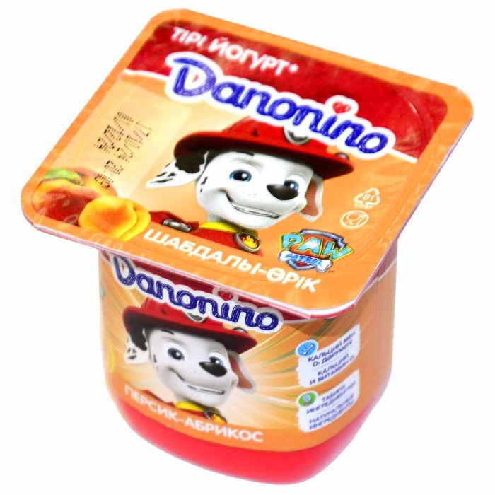 Йогурт Danonino персик-абрикос 3% с 3лет 100гр пэт