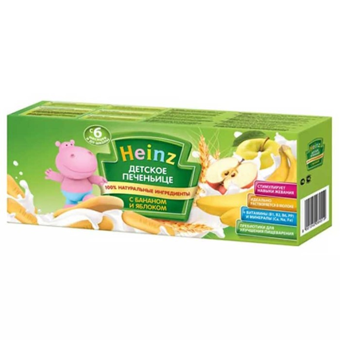 Печенье Heinz яблоко-банан с 6мес 160гр к/у
