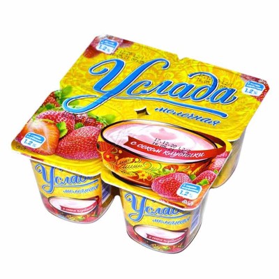 Йогурт Услада молочная клубника 1,2% 95гр пэт