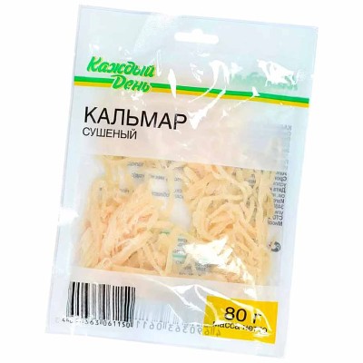 Кальмар Каждый день сушено-вяленый 80гр м/у