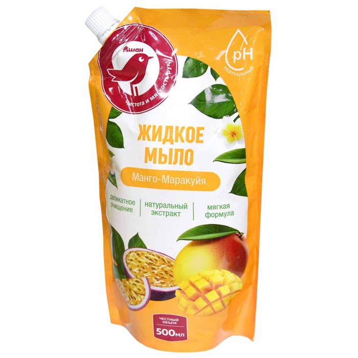 Мыло жидкое Ашан Манго-маракуйя 500мл д/п