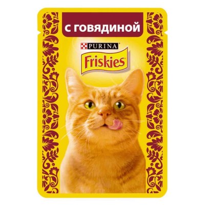 Корм для кошек Friskies говядина в подливе 85гр пауч