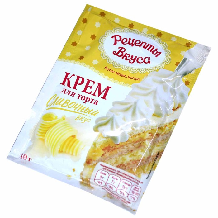 Крем для торта Рецепты вкуса Сливочный 80гр м/у