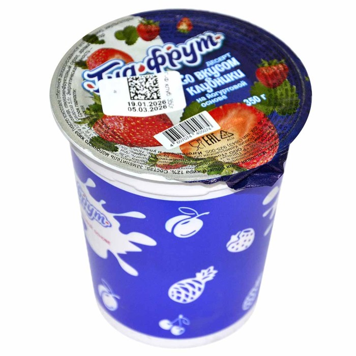 Йогурт Гуд-Фрут со вкусом клубники 12% 350гр стакан