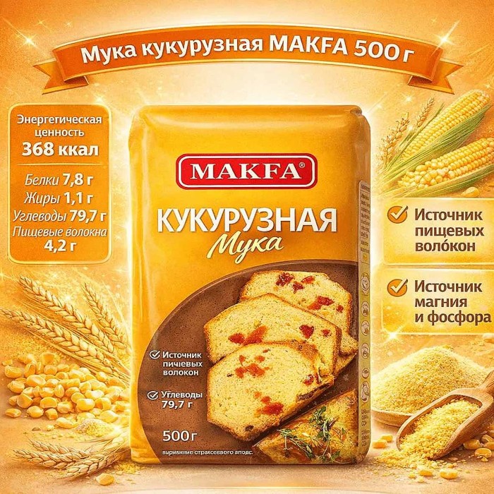 Мука Makfa кукурузная 500гр м/у