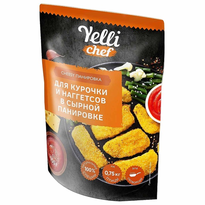 Панировка Yelli chef Cheesy для курочки и наггетсов в сырной панировке 150гр д/п