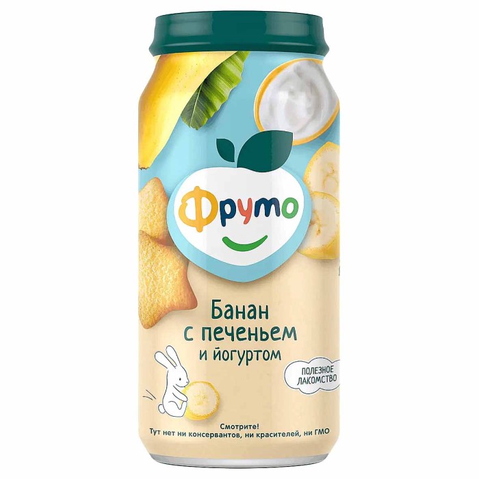 Пюре ФрутоНяня банан-печенье-йогурт 6+ 250гр ст/б