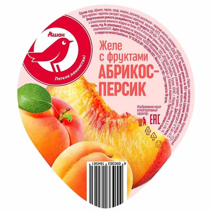 Желе Ашан абрикос-персик 150гр пэт