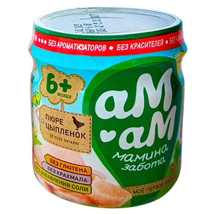 Пюре Ам-ам из мяса цыплят с 6мес 80гр ст/б