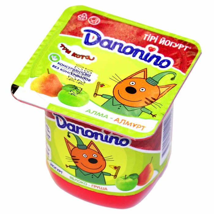 Йогурт Danonino груша-яблоко 3% с 3лет 100гр пэт