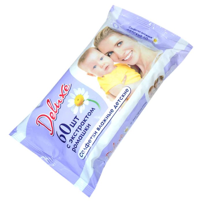 Салфетки влажные Deluxe для детей экстракт ромашки 60шт м/у