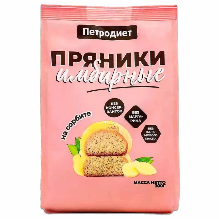 Пряники Петродиет имбирные на сорбите 300гр м/у