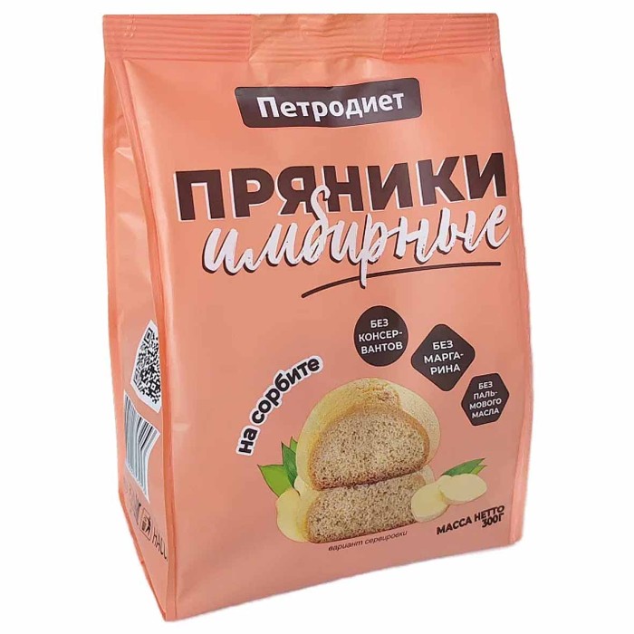 Пряники Петродиет имбирные на сорбите 300гр м/у
