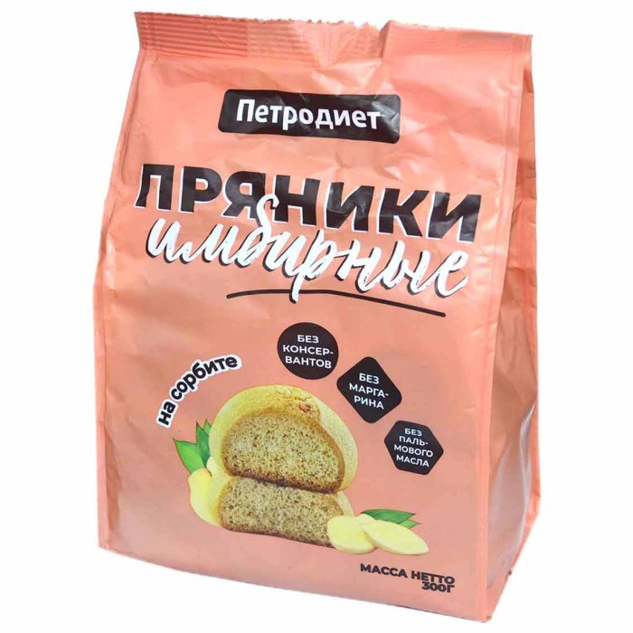 Пряники Петродиет имбирные на сорбите 300гр м/у