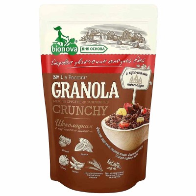 Мюсли Granola Crunchy запеченные с кусочками шоколада клубники и банана 400гр м/у
