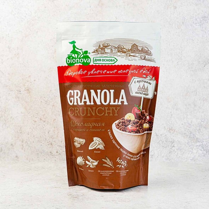 Мюсли Granola Crunchy запеченные с кусочками шоколада клубники и банана 400гр м/у