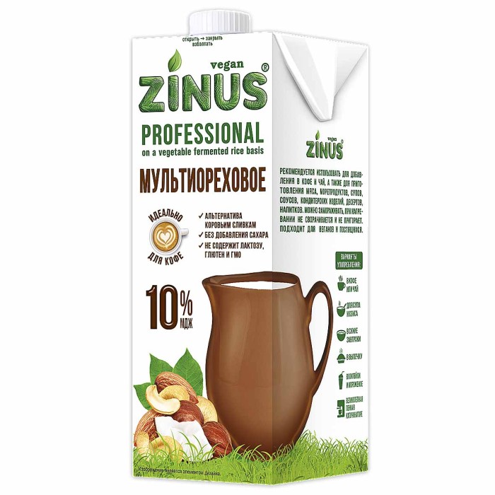 Напиток растительный Zinus Vegan мультиореховое 10% 1л т/п
