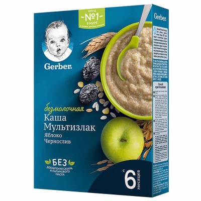 Каша Nestle Gerber мультизлаковая безмолочная яблоко-чернослив с 6мес 180гр к/у