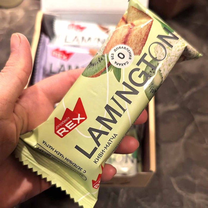 Пирожное протеиновое ProteinRex Lamington Киви-матча 50гр м/у