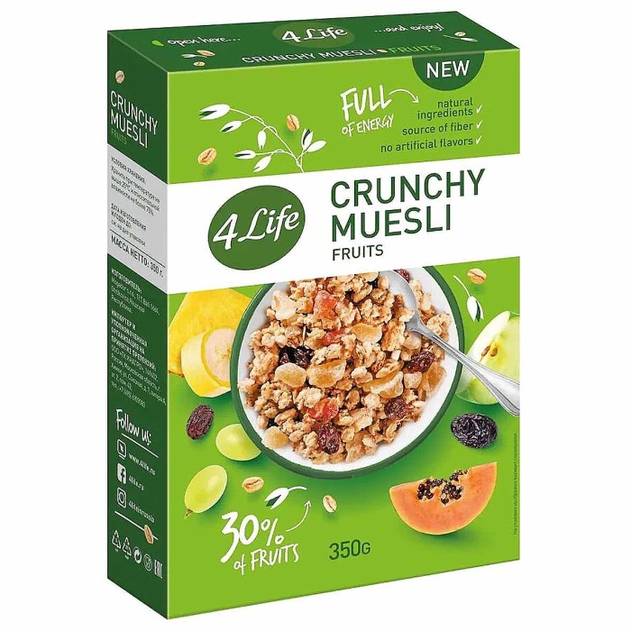 Мюсли 4Life Хрустящие с фруктами 350гр к/у
