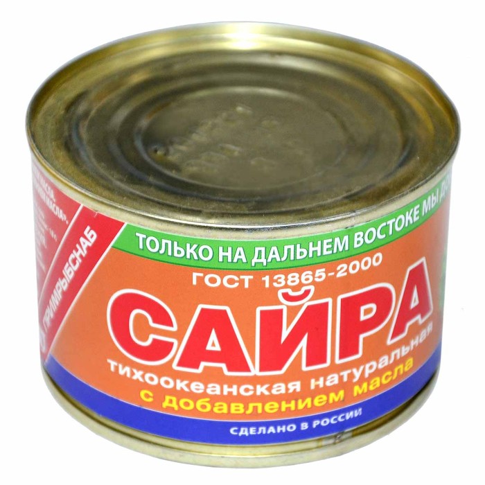 Сайра Примрыбснаб натуральная с добавлением масла 250гр ж/б