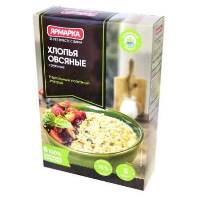 Хлопья овсяные Ярмарка №1 крупные 350гр к/у