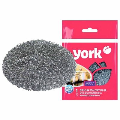 Губка для посуды York Mega стальная 1шт 0303 к/у