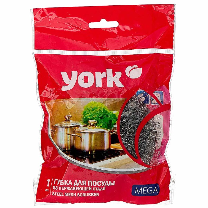 Губка для посуды York Mega стальная 1шт 0303 к/у